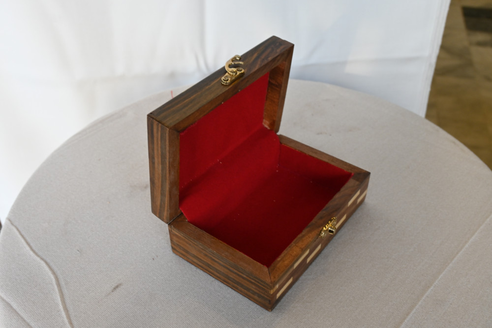 Wooden jewellery  box Brass Inlay