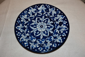 Blue pottery hand made dinner plate size 8