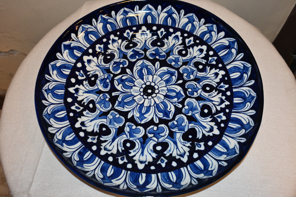 Blue pottery  dinner plate  size 10" hand made