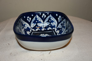 Blue pottery 6" Square bowl