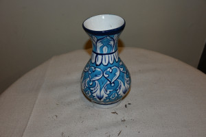 Blue pottery vase hand made  size 6"