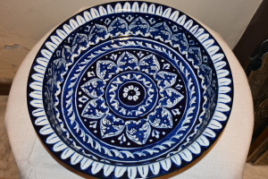 Blue pottery deep dish size 3"deep  3x10"