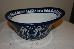 Blue pottery cup bowl size 6x8
