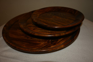 Wooden  Dry fruit plates 3pieces set brass inlay