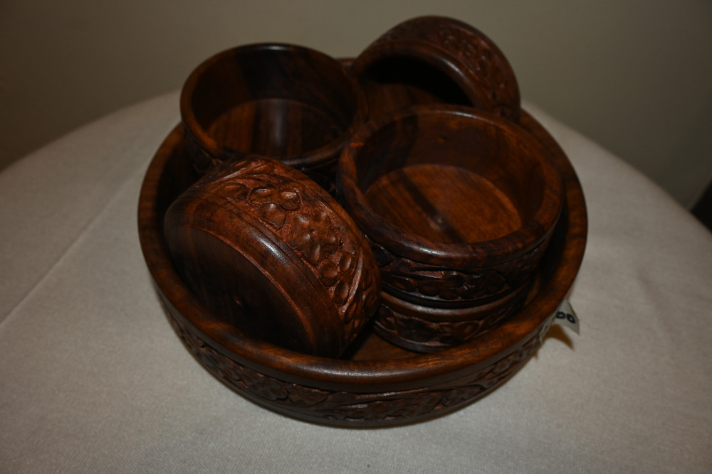 Wooden Dry fruit  bowel 7 pieces set hand carved