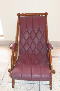 Rest chair with leather cushion shesham wood