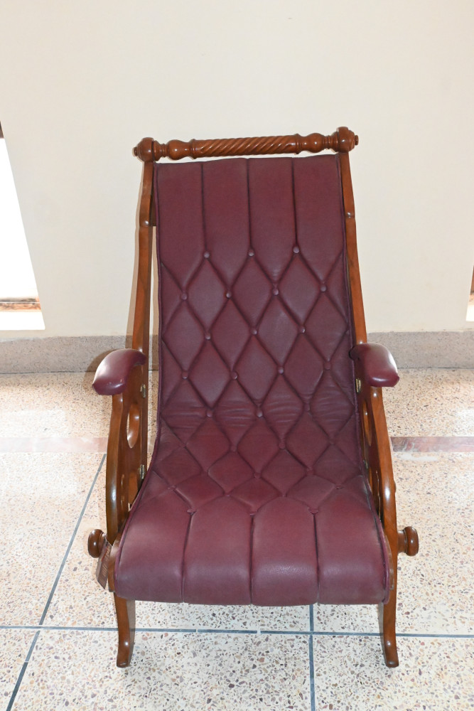 Rest chair with leather cushion shesham wood