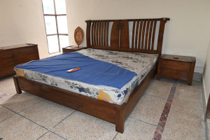Double bed king size  2 side tables with dressing  almirah solid wood