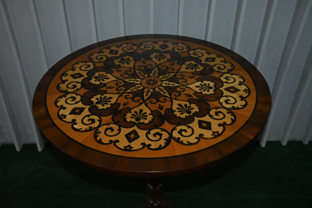 Wooden table size 24" round  wood to wood inlay