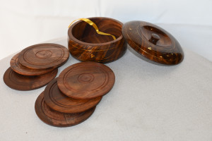 Wooden Coaster- Tea Coaster with Brass Inlay